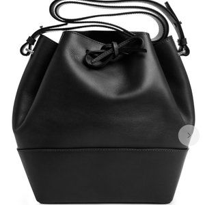 Arket Black Leather Bucket Bag